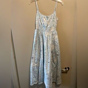 J. Crew Smocked-waist dress in Ratti compass print